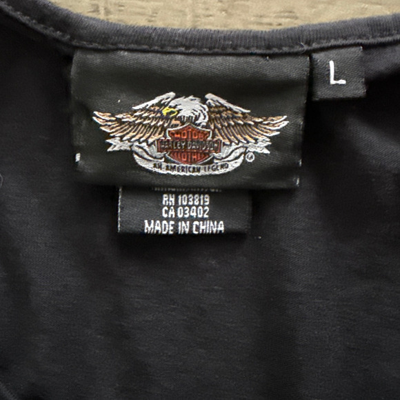 Harley-Davidson Womens Embellished Graphic Sleeve Large Bling Rhinestone V-Neck - Picture 4 of 10